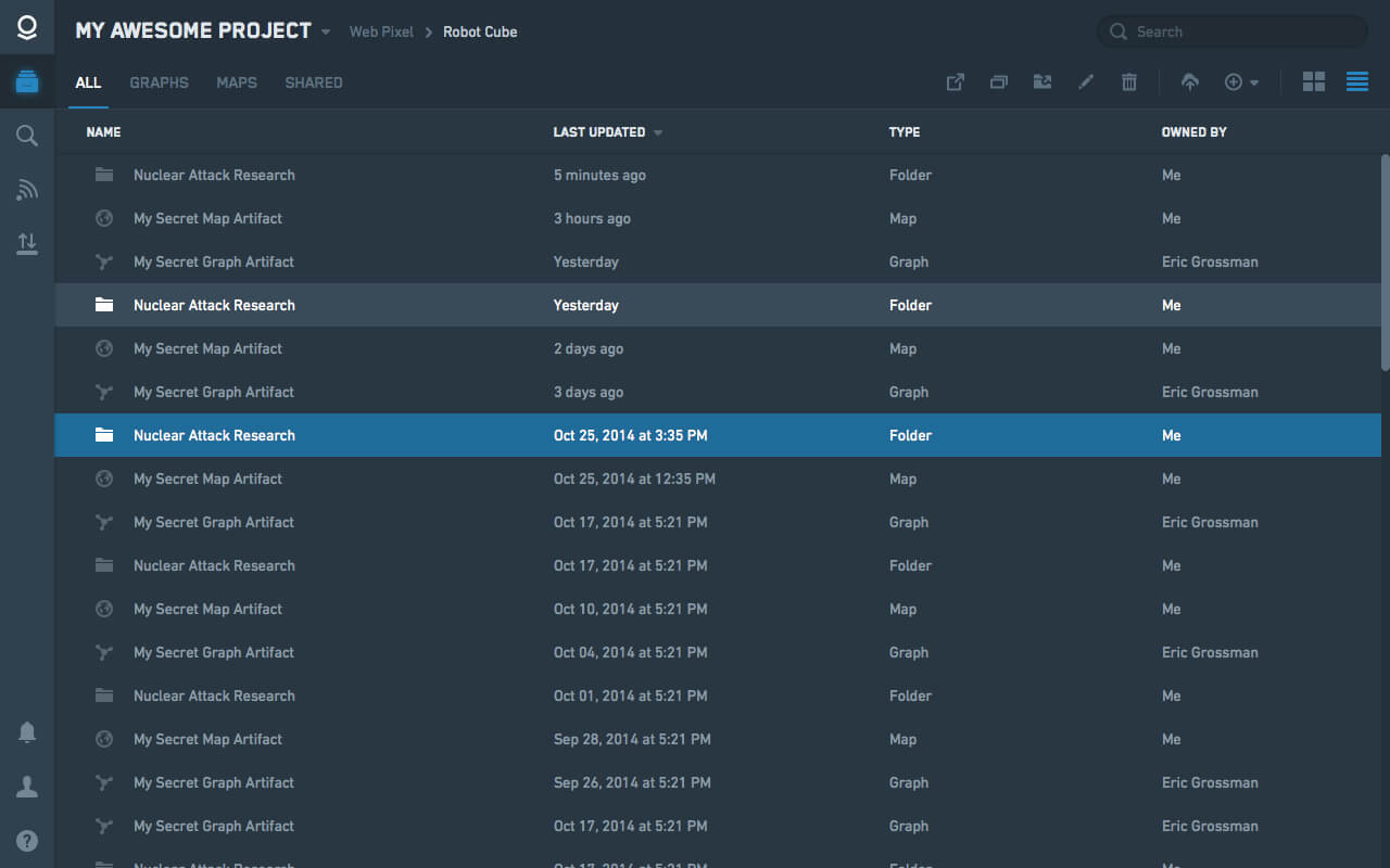 Palantir Workspace Table View